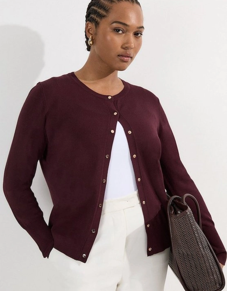 Plus Size Viscose Blend Popper Knitted Cardigan