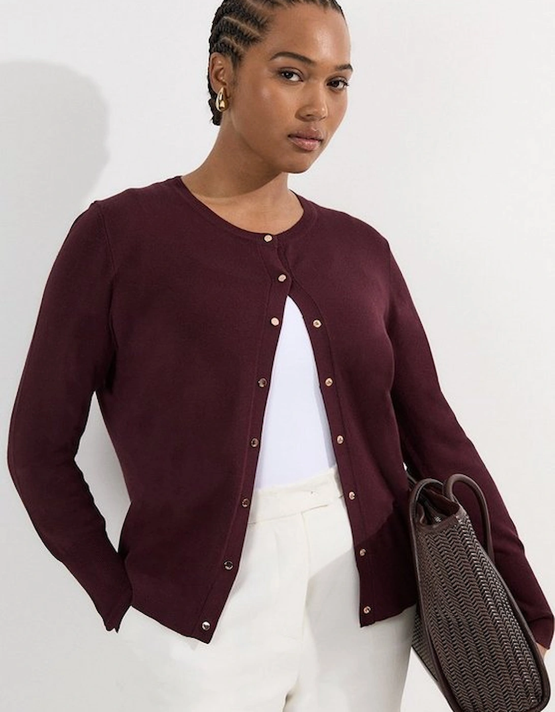 Plus Size Viscose Blend Popper Knitted Cardigan, 2 of 1