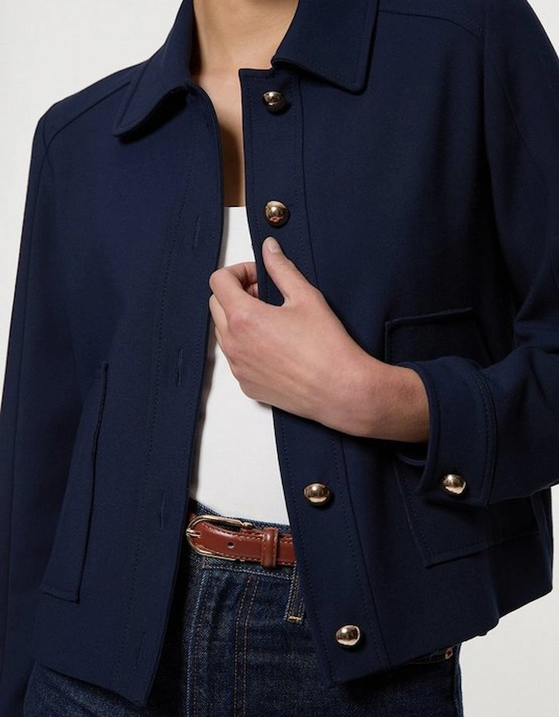 Compact Stretch Button Front Tailored Jacket, 2 of 1