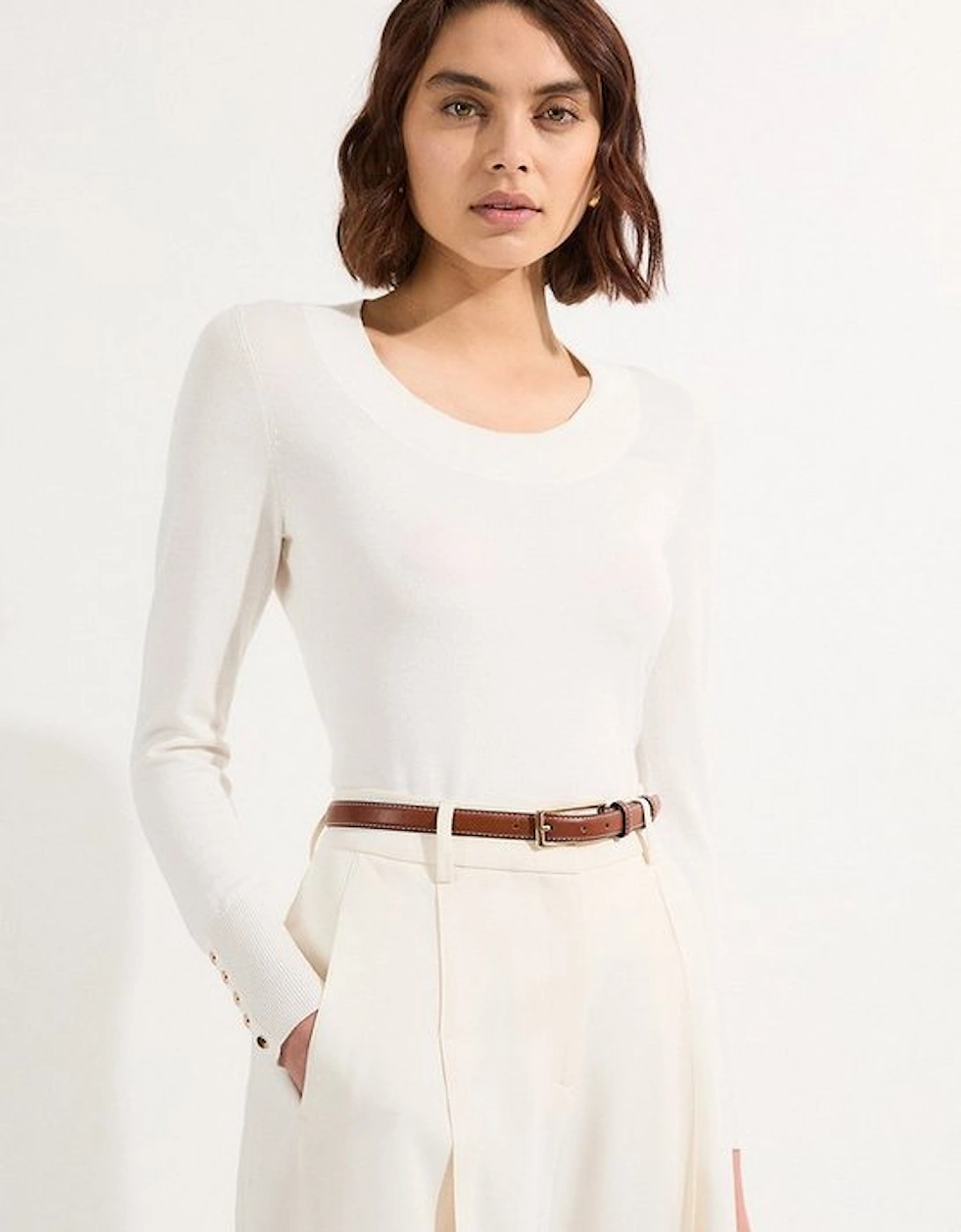 Viscose Blend Long Sleeve Scoop Neck Knitted Top, 2 of 1