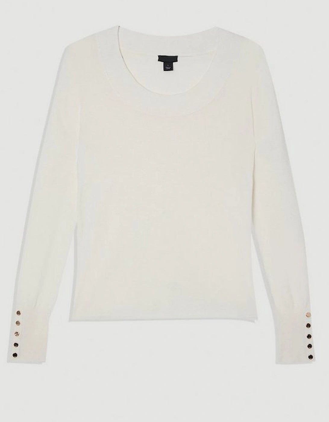 Viscose Blend Long Sleeve Scoop Neck Knitted Top