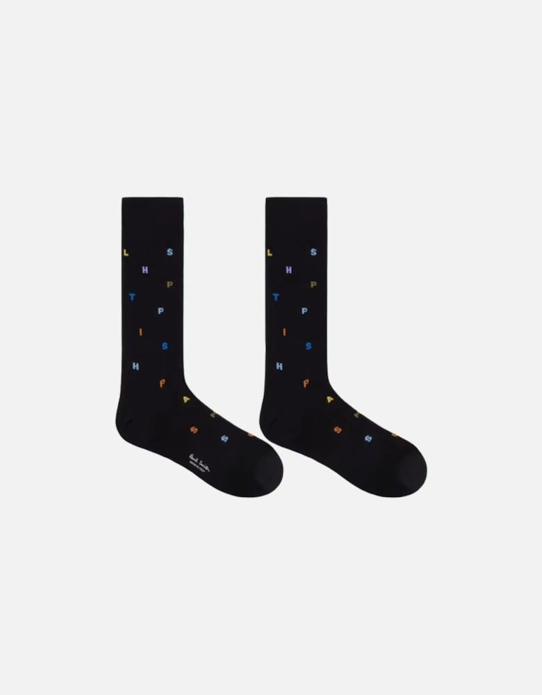 PS Socks Keanu Stamp - Black