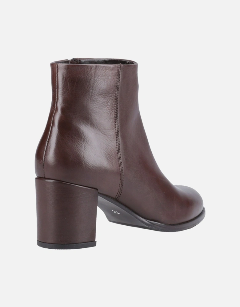 Claridy Leather Women's Brown Heeled Ankle Boots