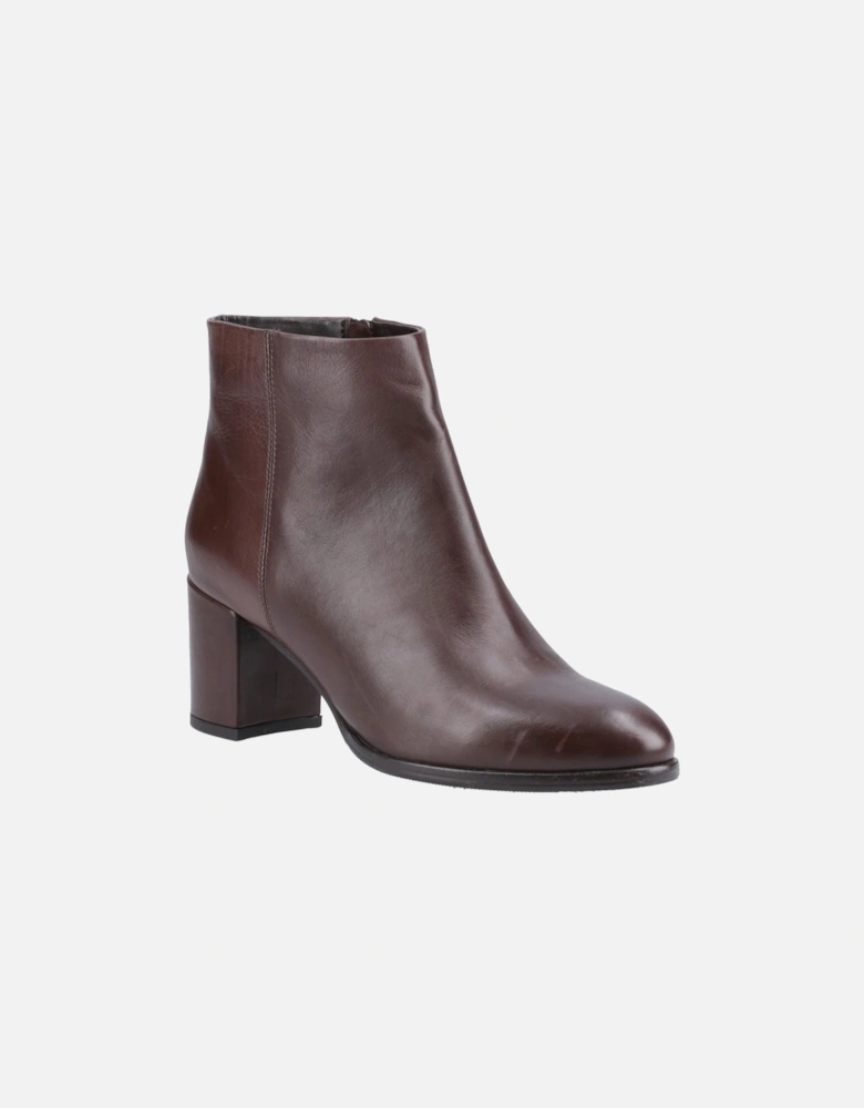 Claridy Leather Women's Brown Heeled Ankle Boots