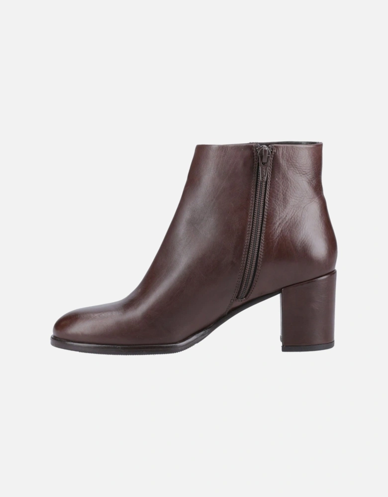 Claridy Leather Women's Brown Heeled Ankle Boots