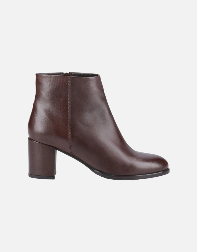 Claridy Leather Women's Brown Heeled Ankle Boots