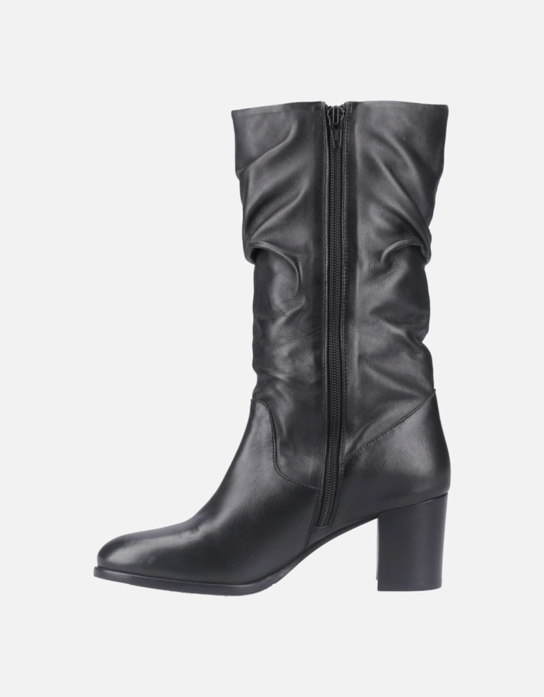 Cosima Leather Women's Black Leather Heeled Knee High Boots
