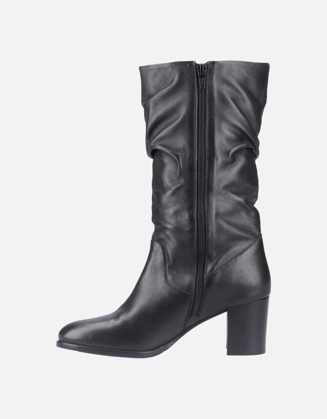Cosima Leather Women's Black Leather Heeled Knee High Boots