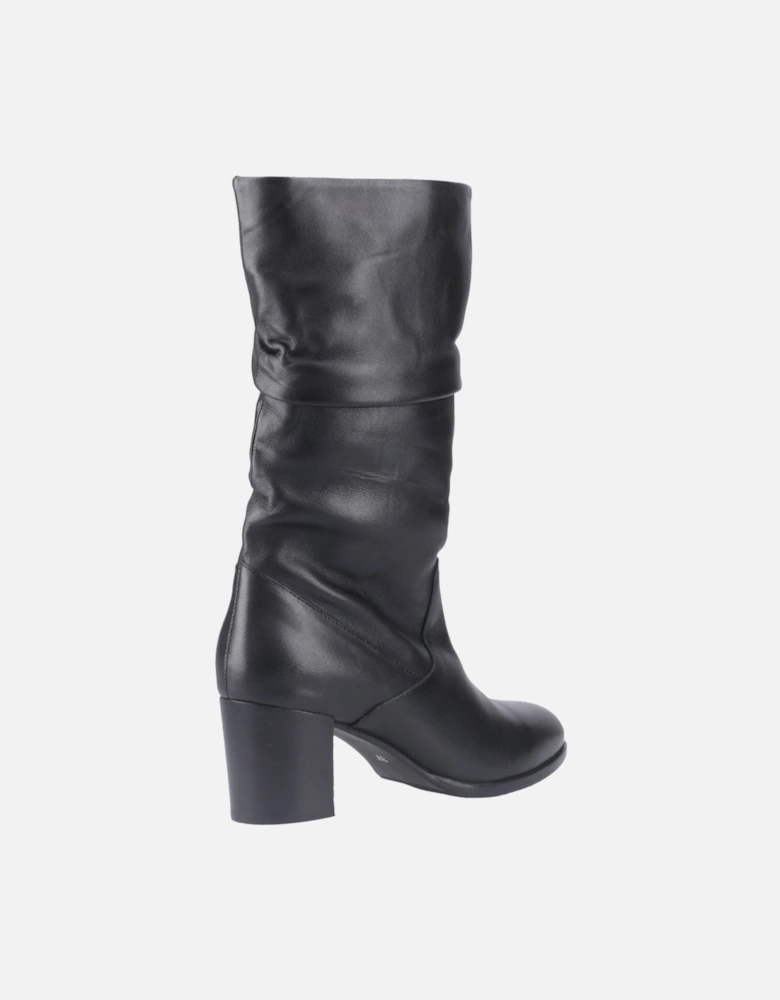 Cosima Leather Women's Black Leather Heeled Knee High Boots