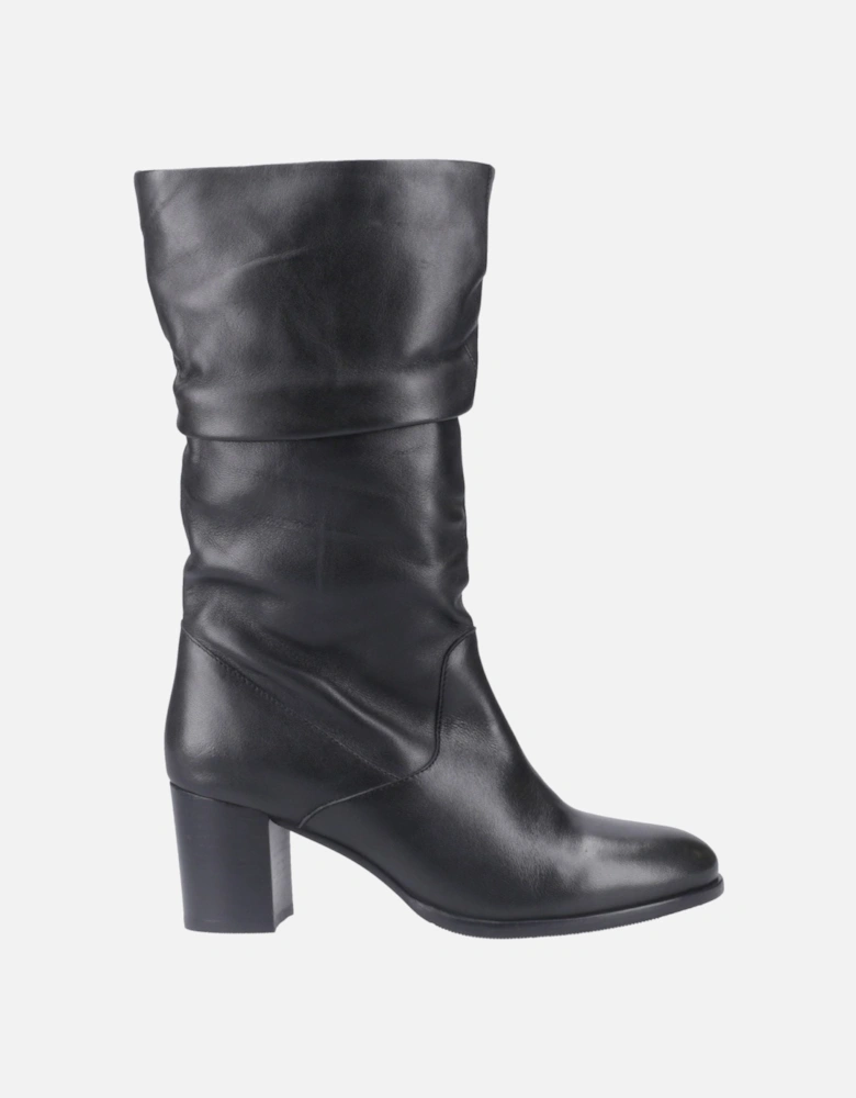 Cosima Leather Women's Black Leather Heeled Knee High Boots