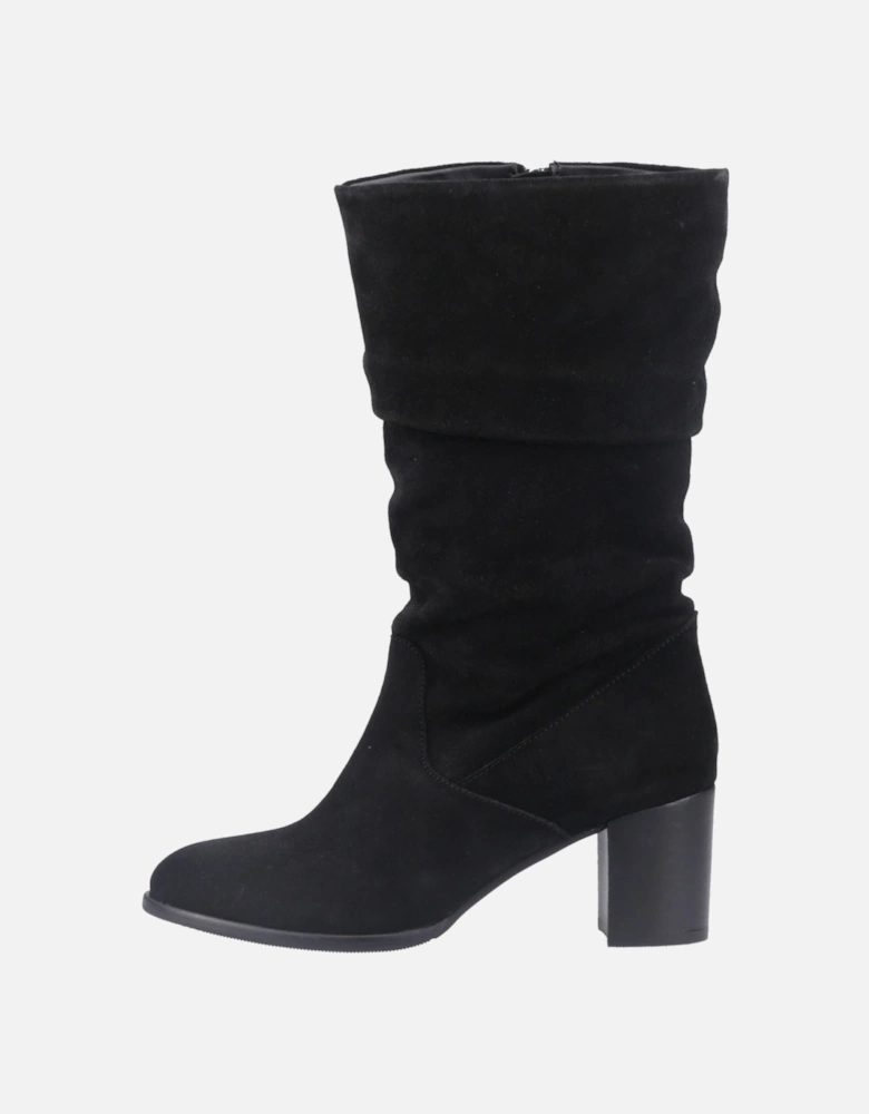 Cosima Suede Women's Black Suede Heeled Knee High Boots