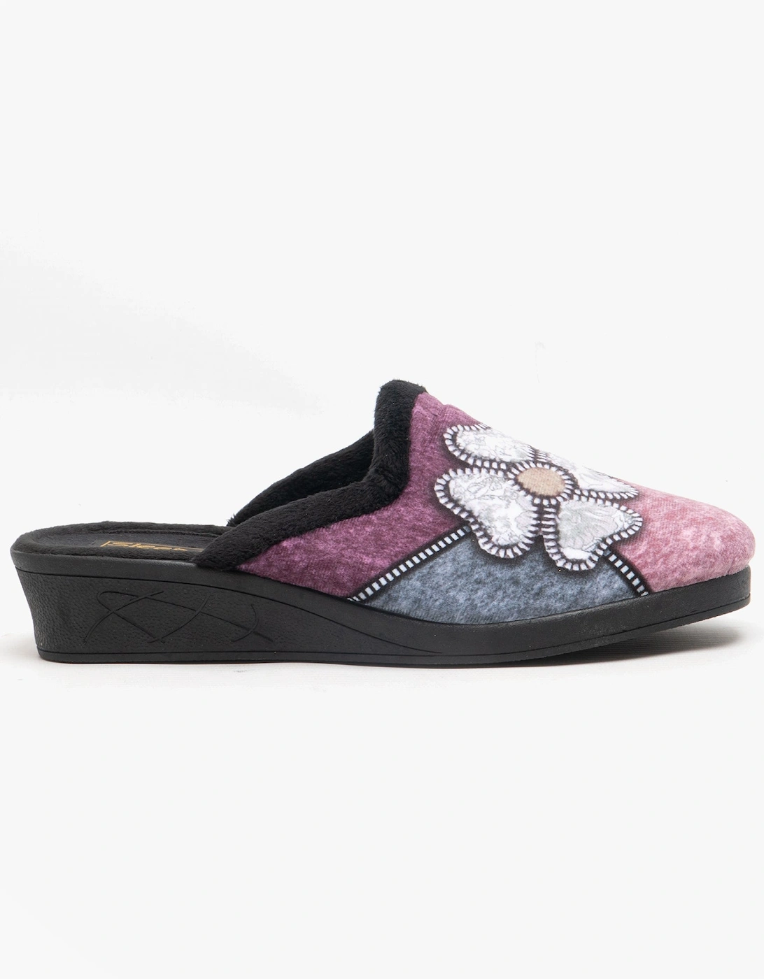 KIMBERLY Womens Mule Slippers Black Multi, 4 of 3