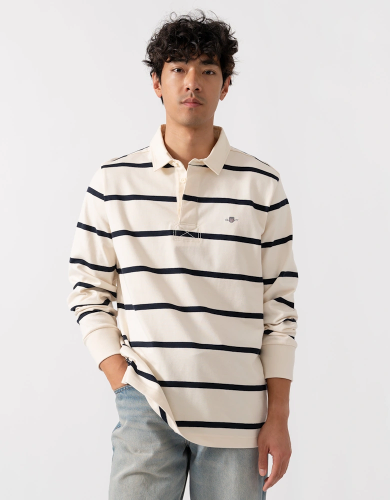 Mens Thin Stripe Heavy Rugger - 130 Cream