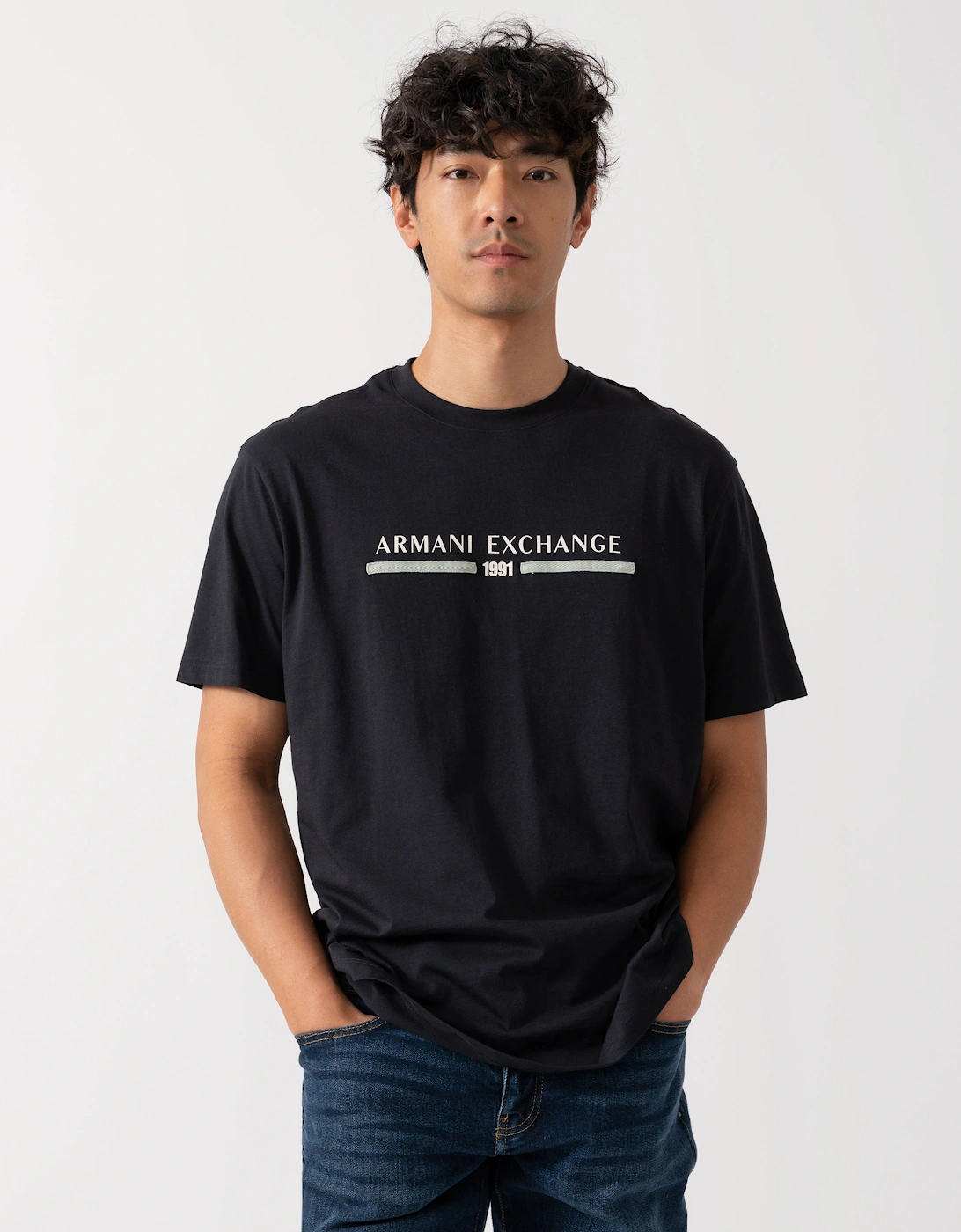 Armani Exchange Men's Black T-Shirt Xm001074-Af10356 - Deep Navy Ub101 - : 38 M