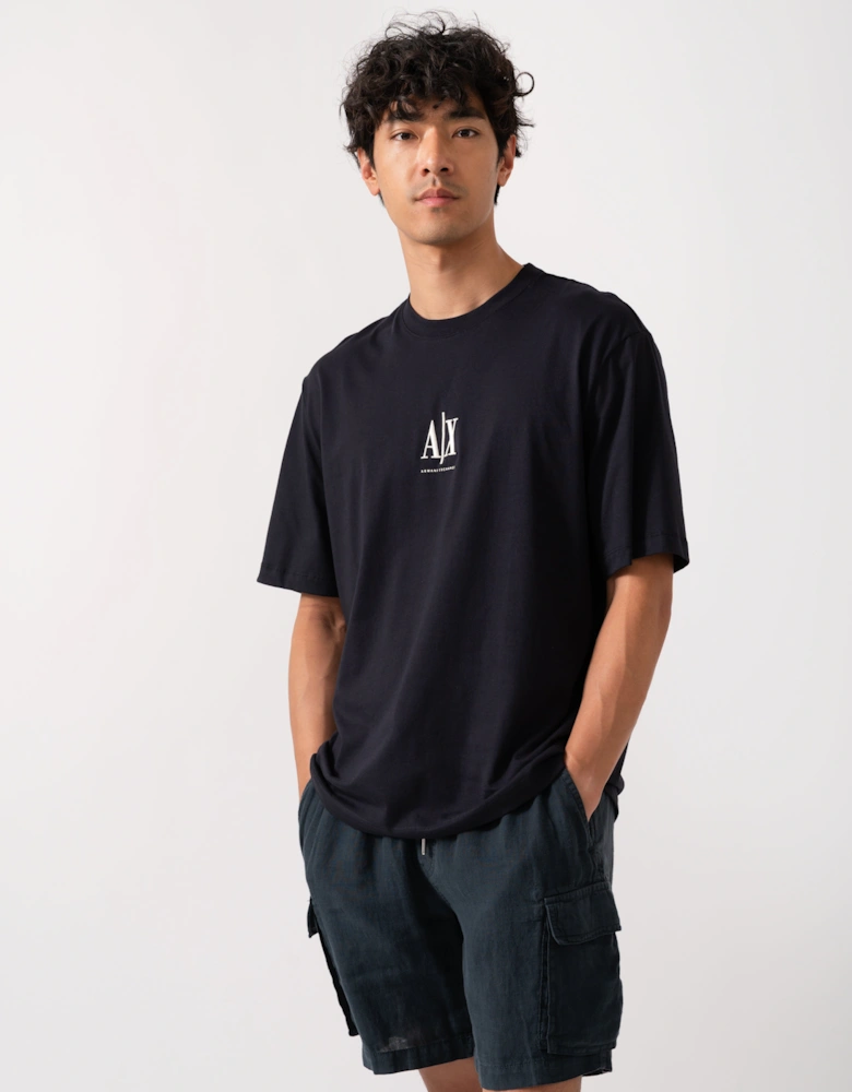 Mens Embroidered A|X Centre Logo T-Shirt - Deep Navy UB101