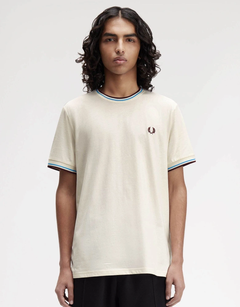 Mens Twin Tipped T-Shirt - Ecru/Court Blue/Oxblood Z46