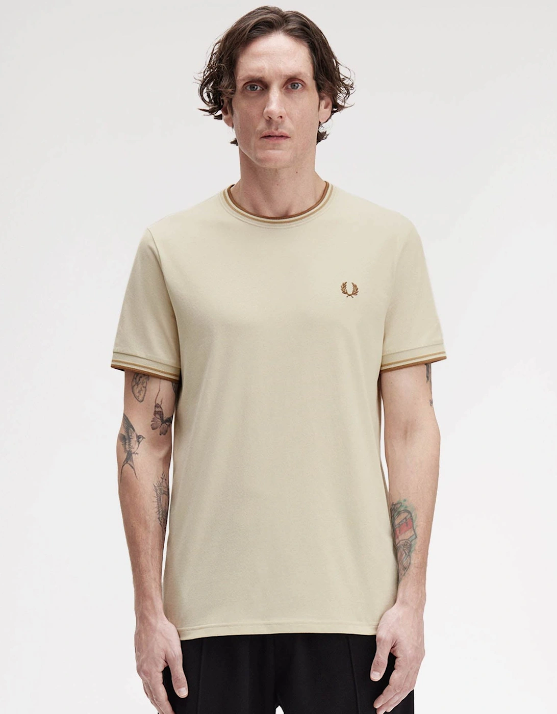 Mens Twin Tipped T-Shirt - Oatmeal/Warm Stone/Shaded Stone Z53, 2 of 1