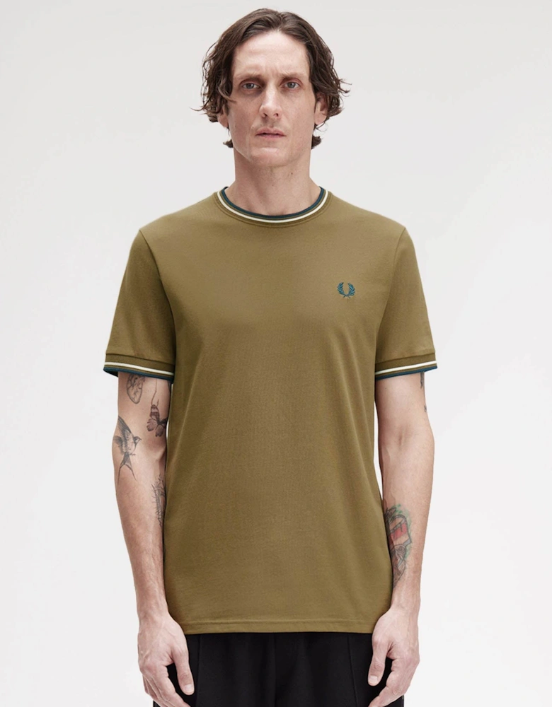 Mens Twin Tipped T-Shirt - Shaded Stone/Ecru/Dark Petrol Z60