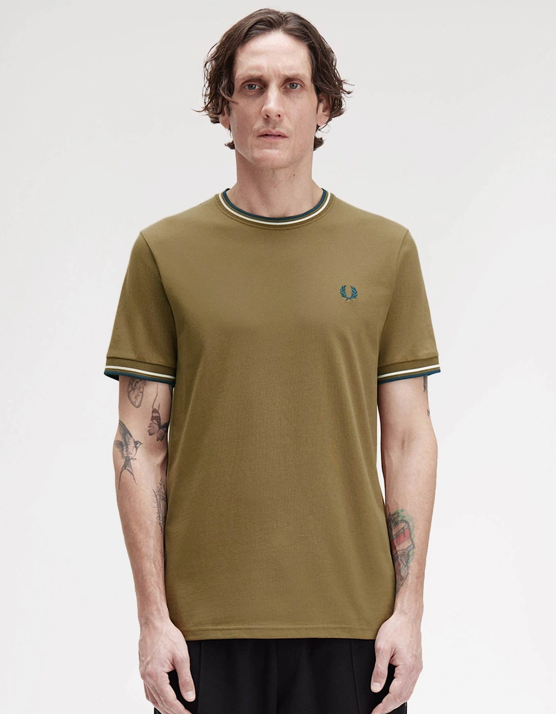 Mens Twin Tipped T-Shirt - Shaded Stone/Ecru/Dark Petrol Z60, 2 of 1