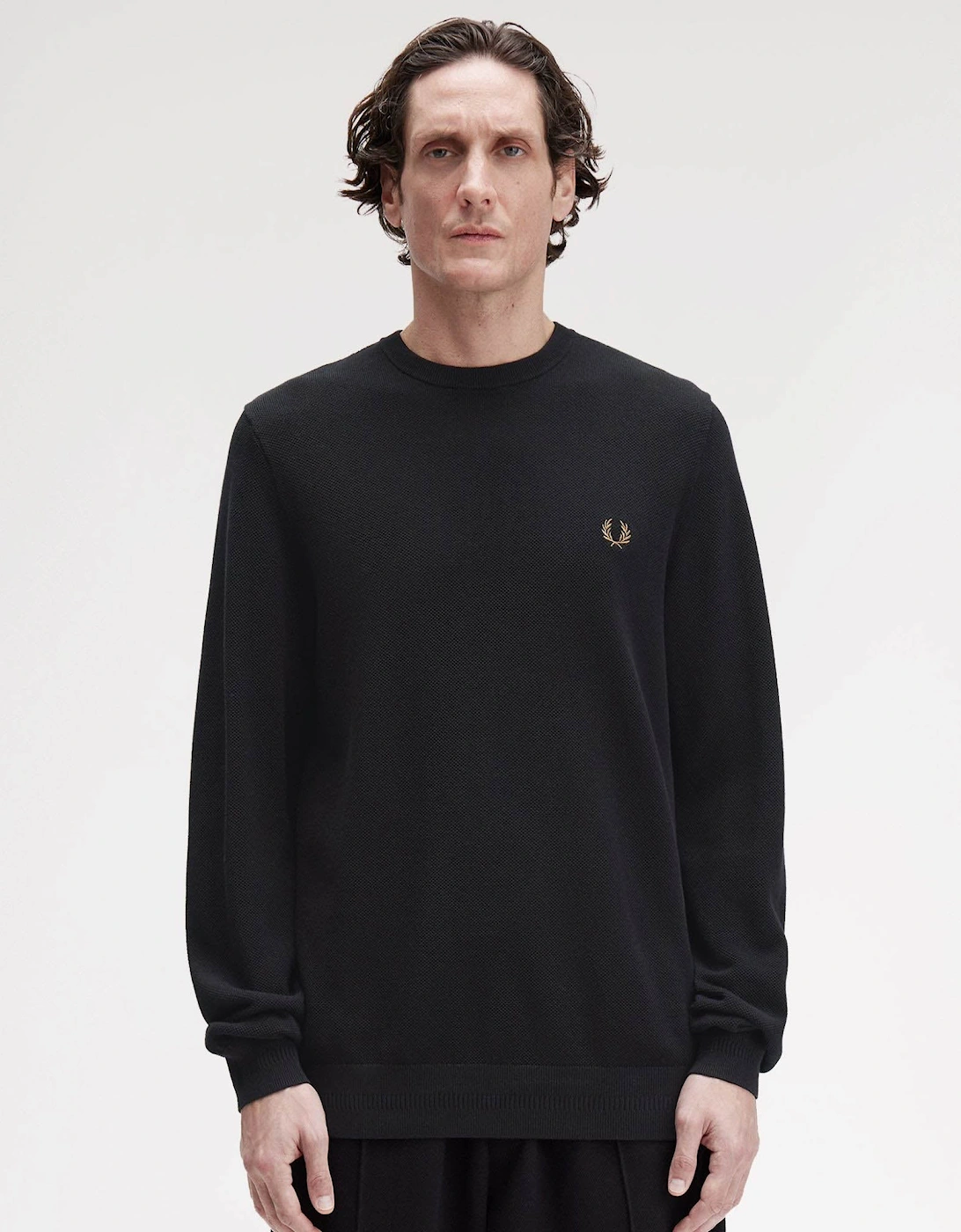 Mens Pique Stitch Jumper - Black 102, 2 of 1