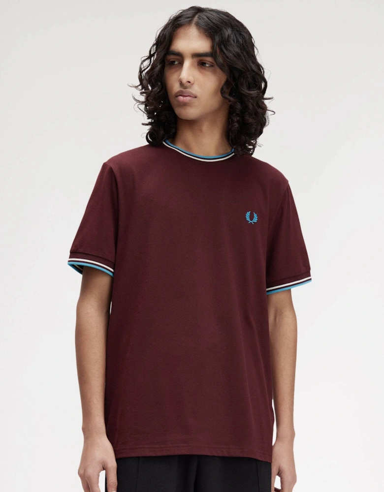 Mens Twin Tipped T-Shirt - Oxblood/Ecru/Court Blue Z63