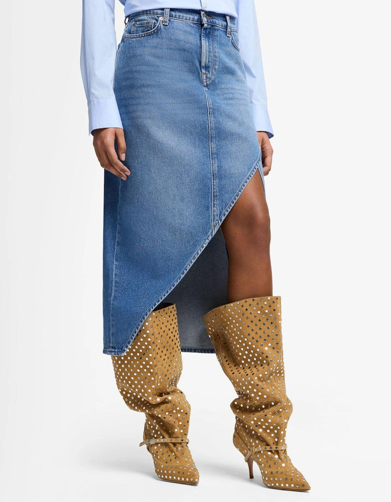 Libby Denim Skirt With Cut Out - Blue