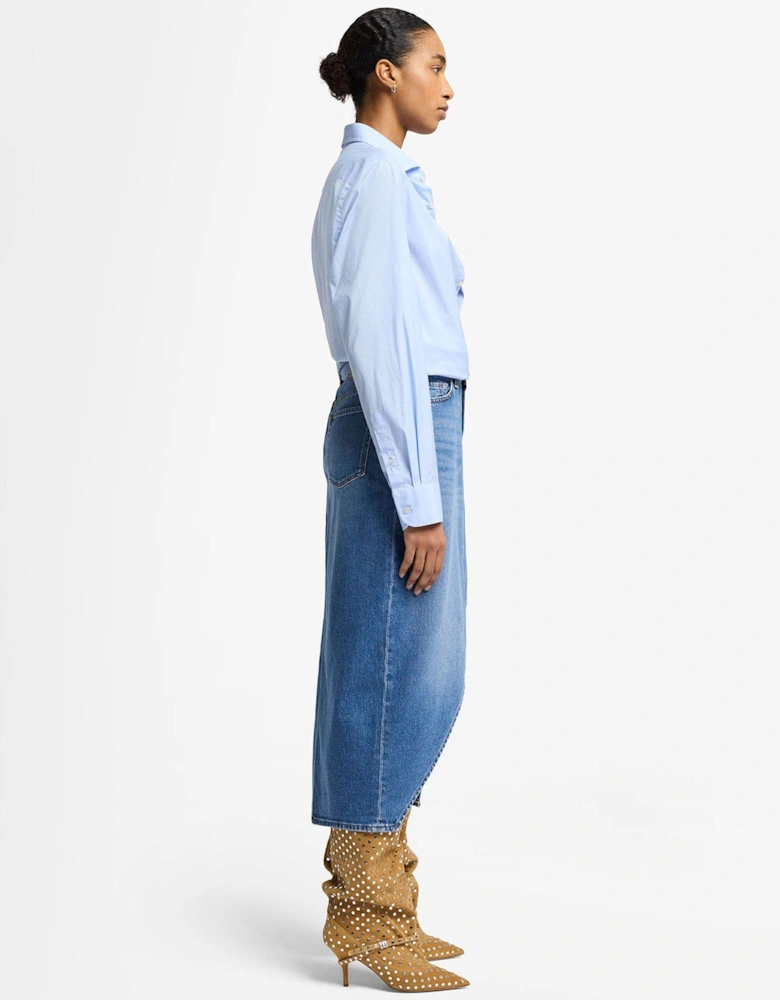 Libby Denim Skirt With Cut Out - Blue