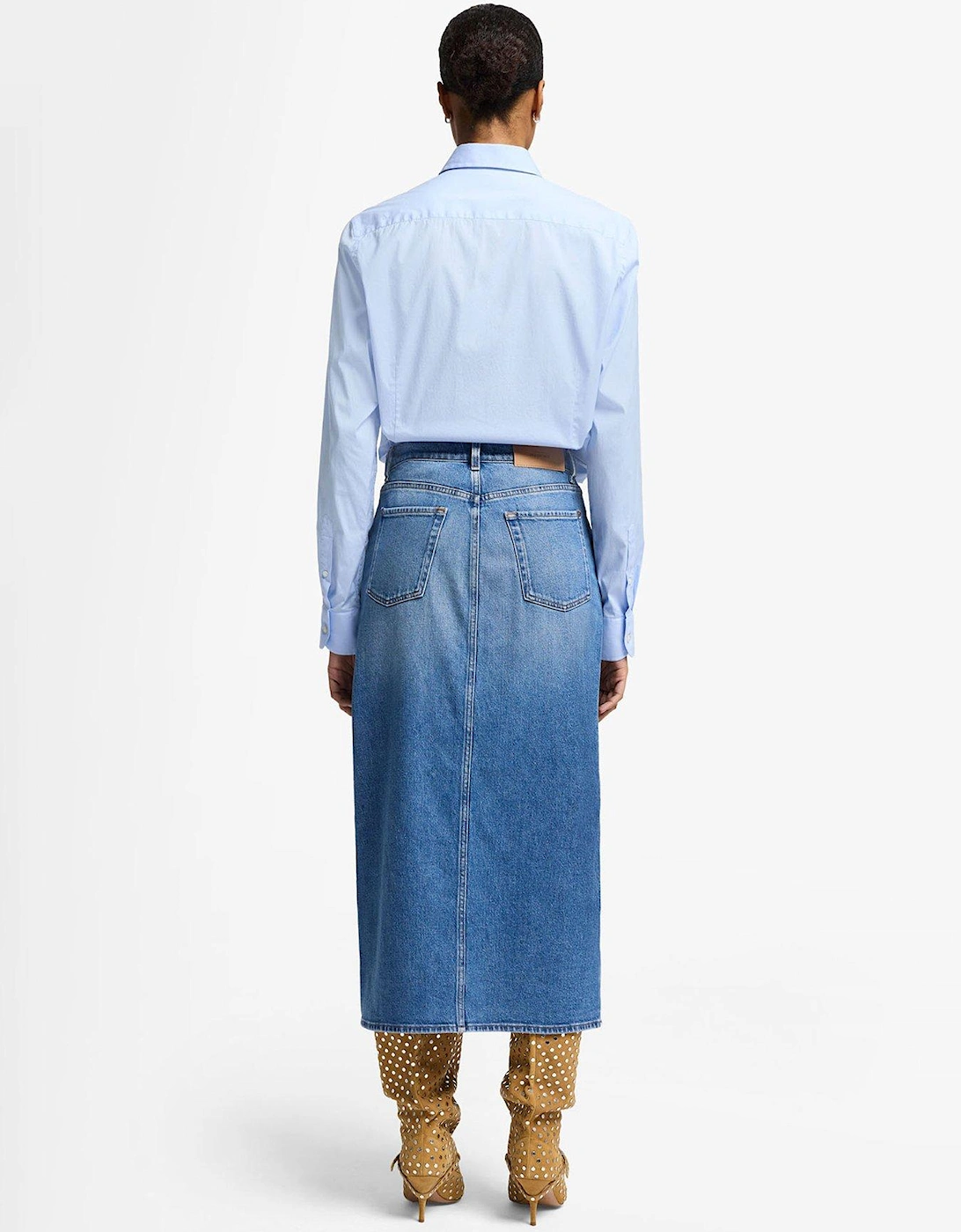 Libby Denim Skirt With Cut Out - Blue