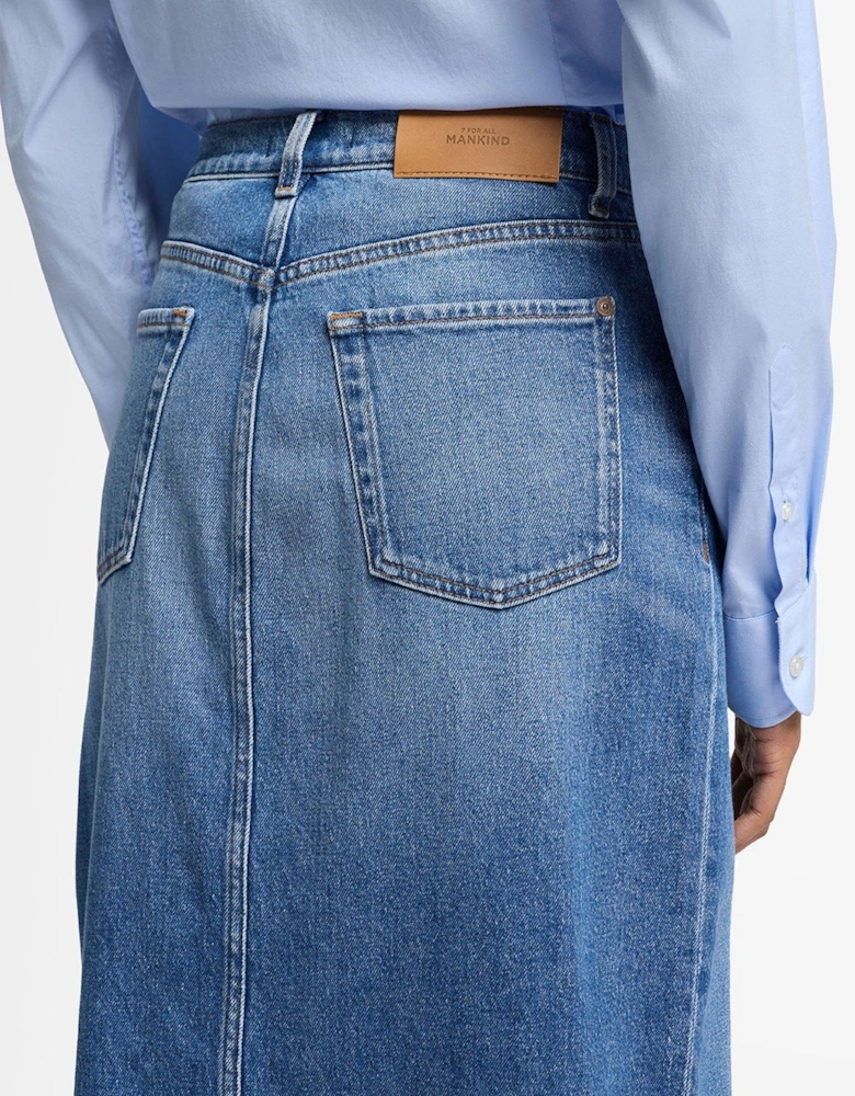 Libby Denim Skirt With Cut Out - Blue
