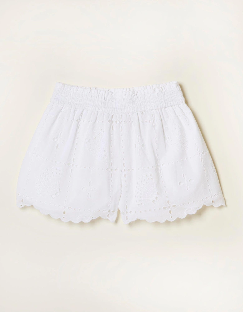 Shell Cutwork Shorts - White