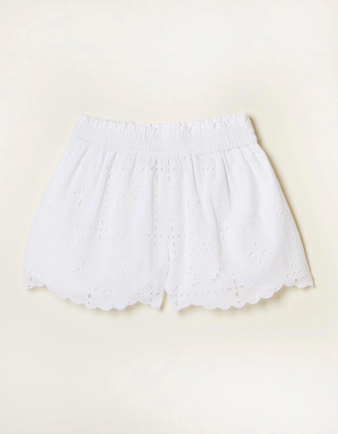 Shell Cutwork Shorts - White