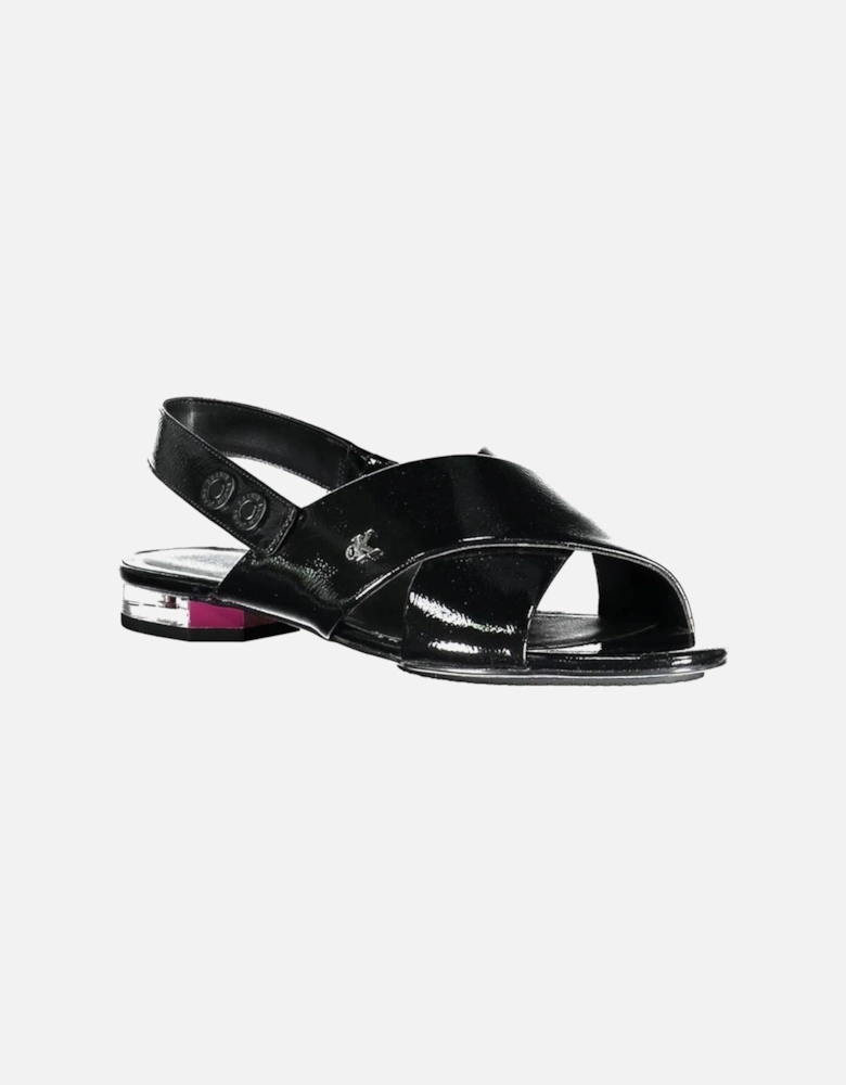 Flat Sandals with Elegant Crossed Front Design Women - Black