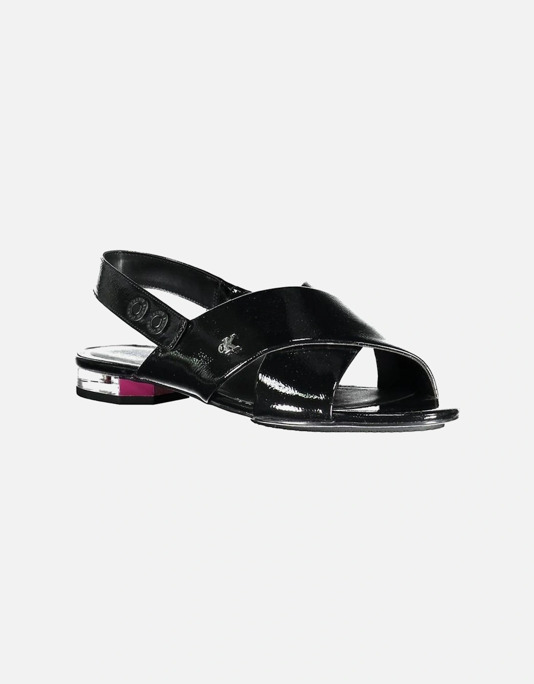 Flat Sandals with Elegant Crossed Front Design Women - Black