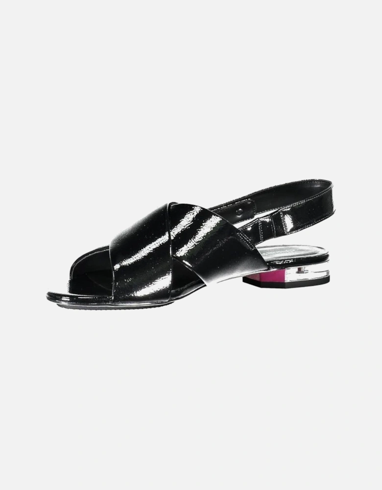 Flat Sandals with Elegant Crossed Front Design Women - Black