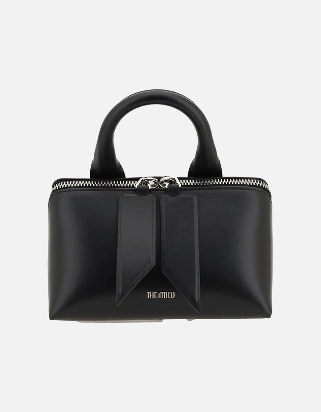 Geometric Leather Handbag with Round Handle Women - Black Shoulder, 5 of 4