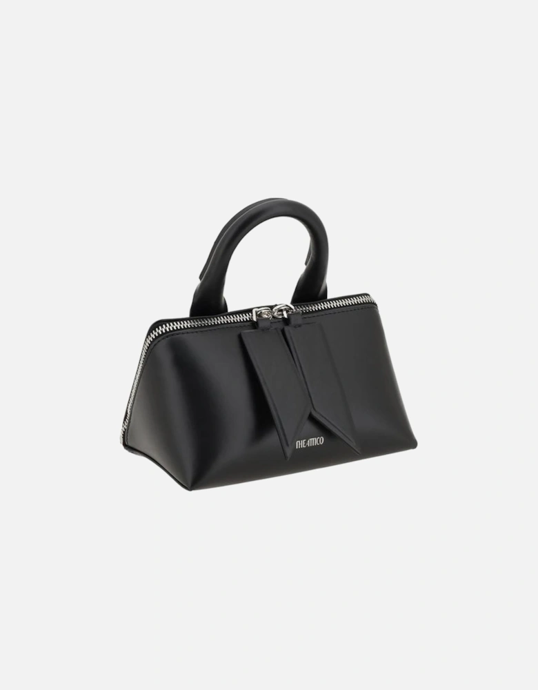 Geometric Leather Handbag with Round Handle Women - Black Shoulder