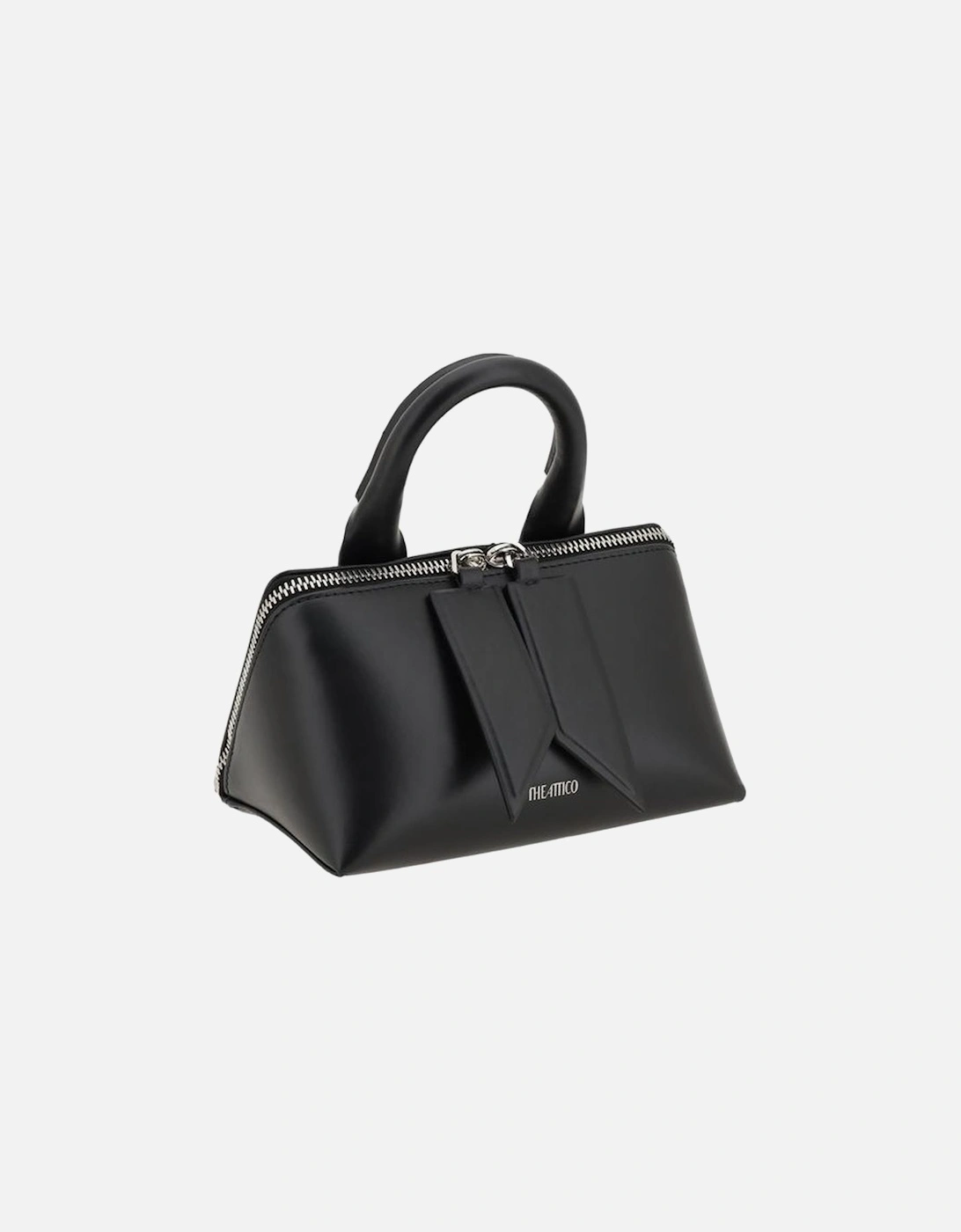 Geometric Leather Handbag with Round Handle Women - Black Shoulder