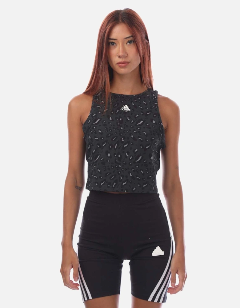 Essentials Animal-Print Crop Tank Top