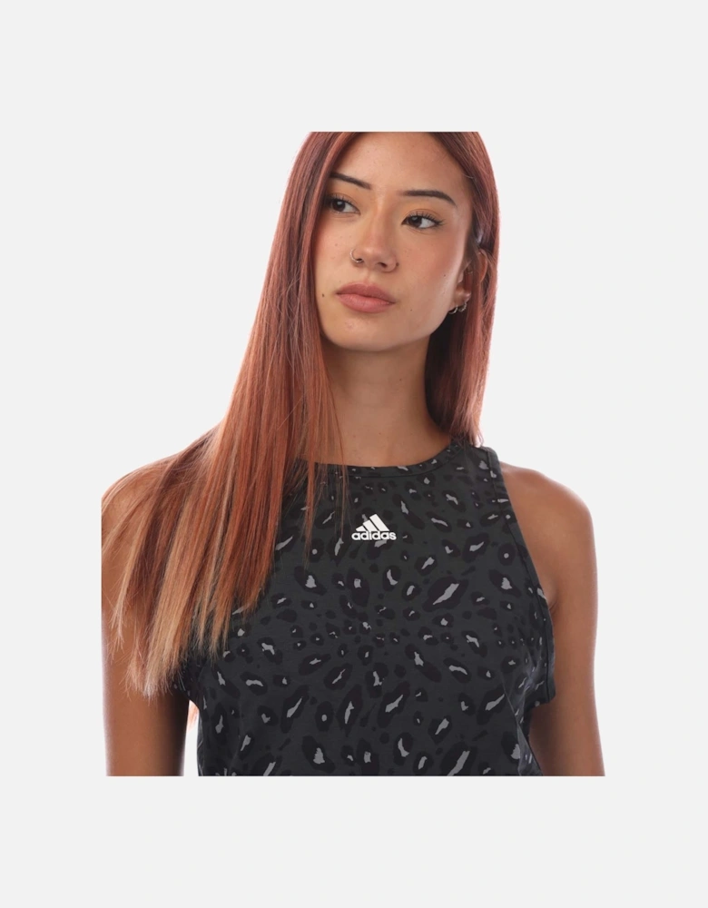 Essentials Animal-Print Crop Tank Top