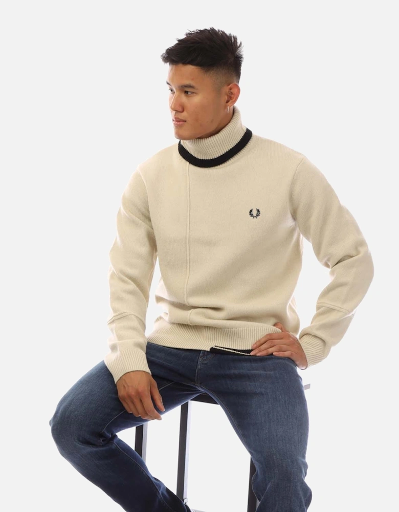 Tipped Roll Neck Sweatshirt
