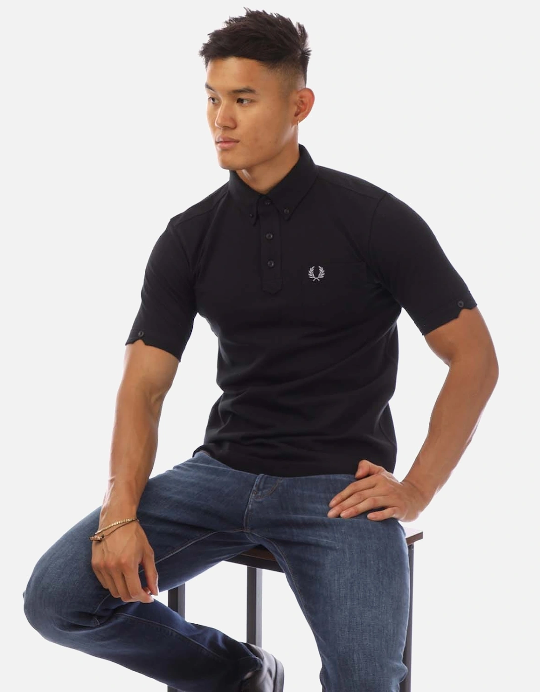 Button Down Collar Polo Shirt