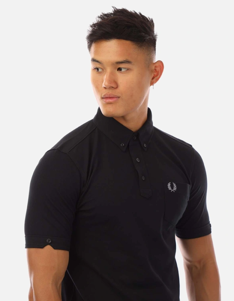 Button Down Collar Polo Shirt