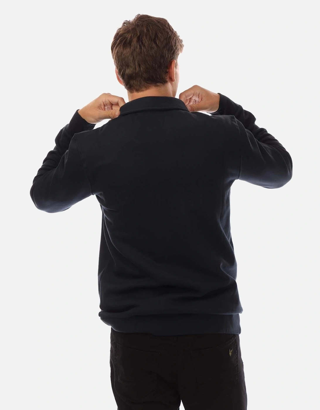 Embroidered Collared Quarter Zip Sweatshirt