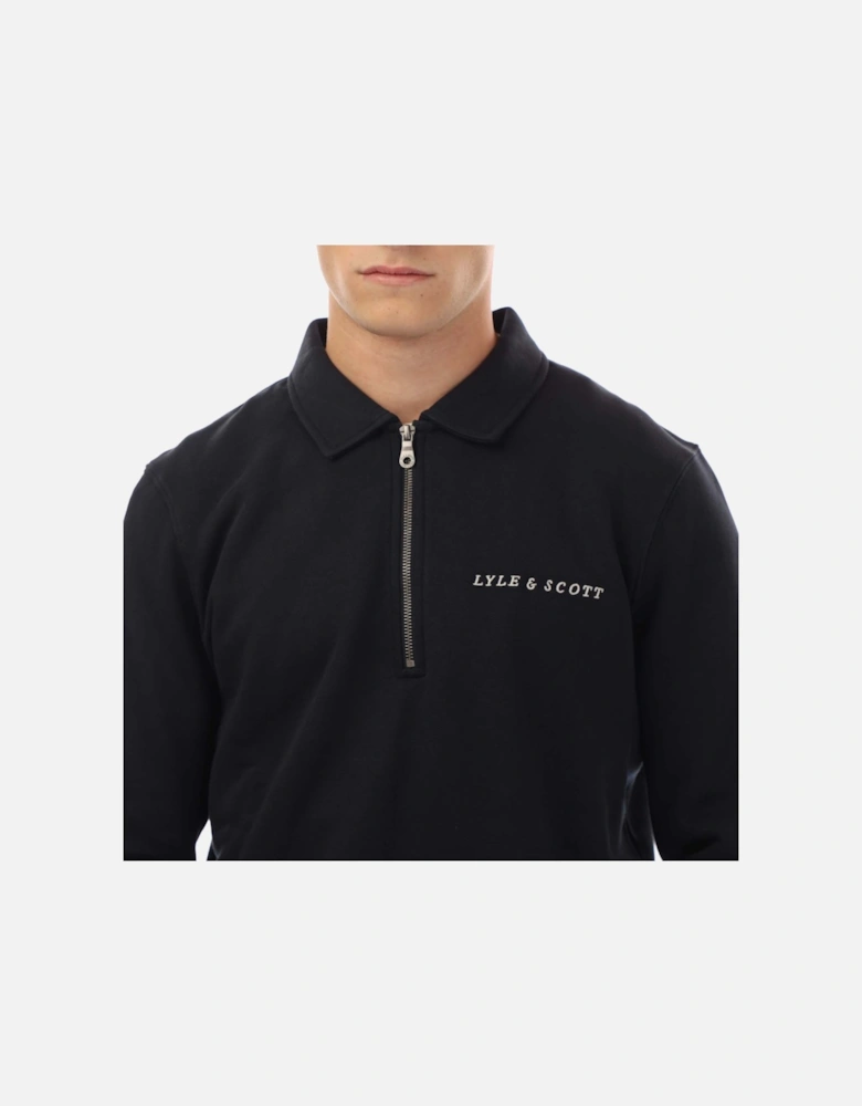 Embroidered Collared Quarter Zip Sweatshirt
