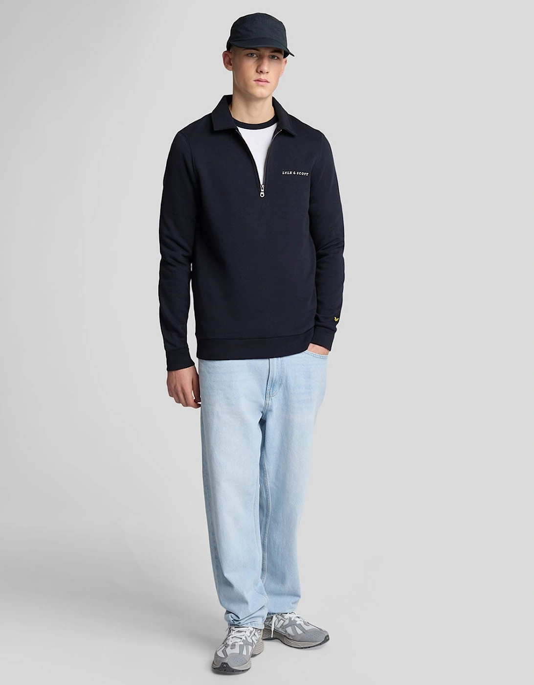 Embroidered Collared Quarter Zip Sweatshirt