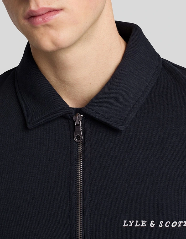Embroidered Collared Quarter Zip Sweatshirt