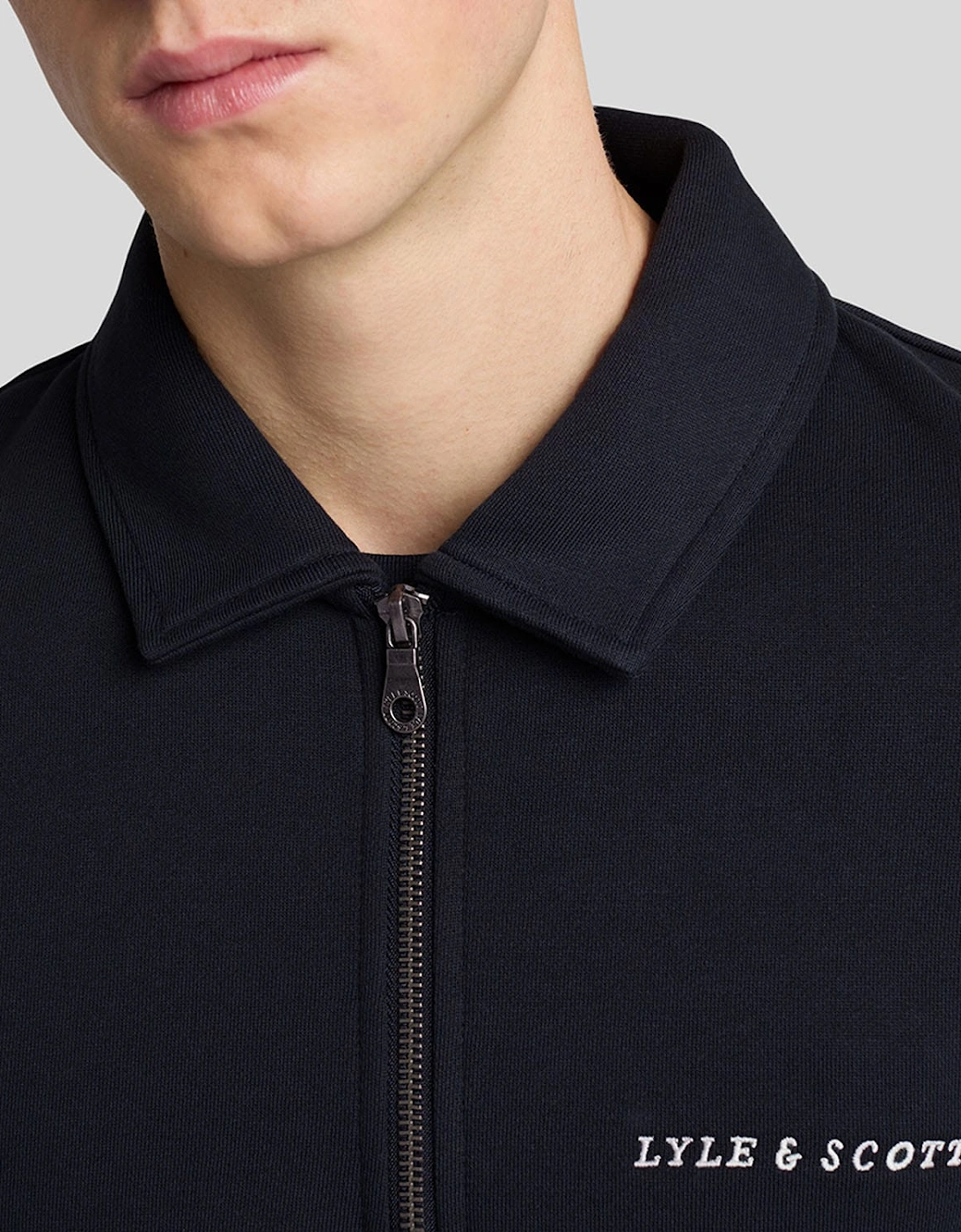 Embroidered Collared Quarter Zip Sweatshirt