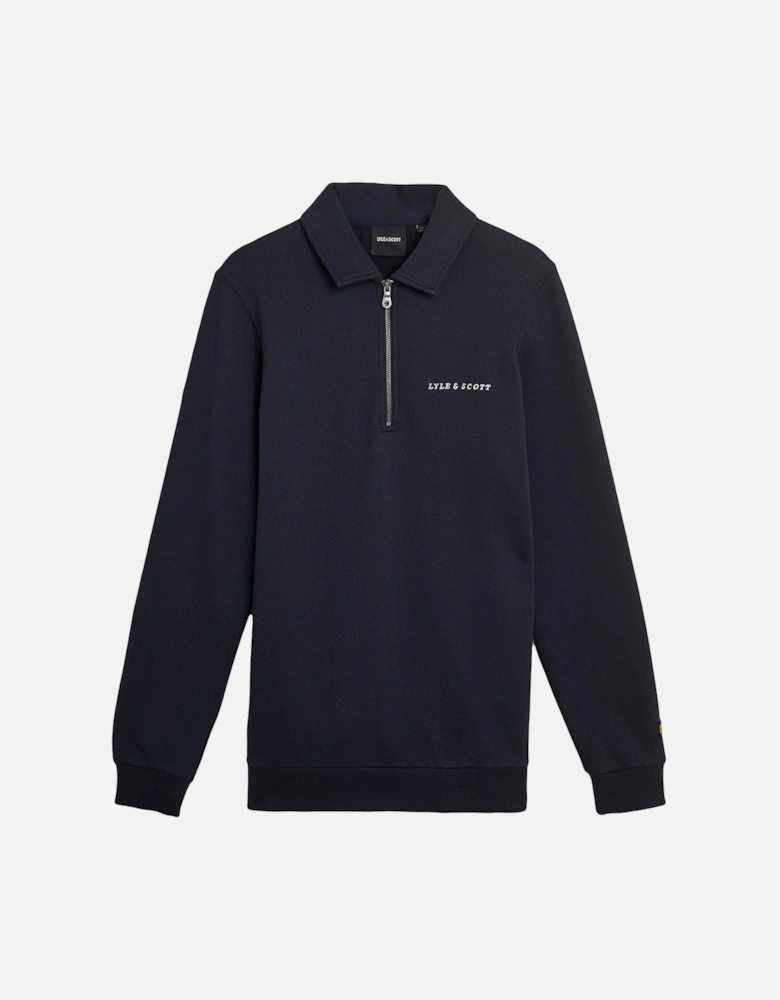 Embroidered Collared Quarter Zip Sweatshirt