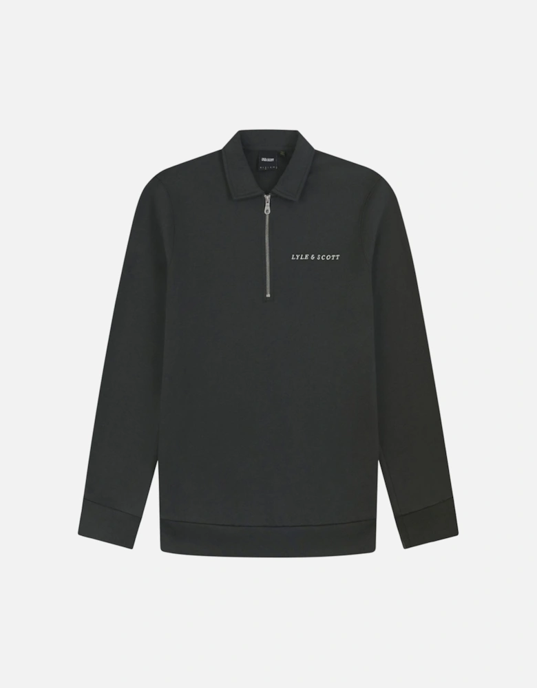 Embroidered Collared Quarter Zip Sweatshirt