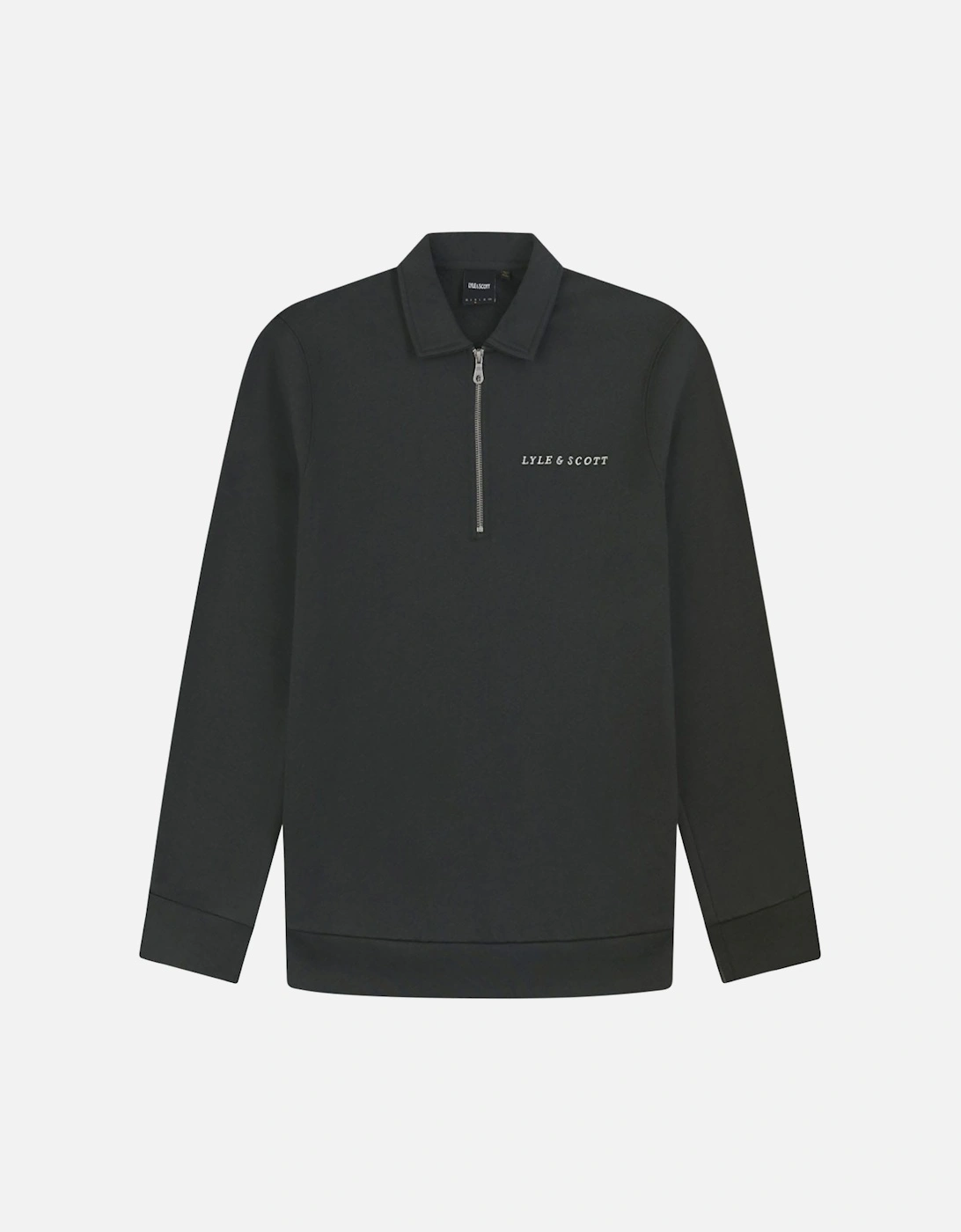 Embroidered Collared Quarter Zip Sweatshirt